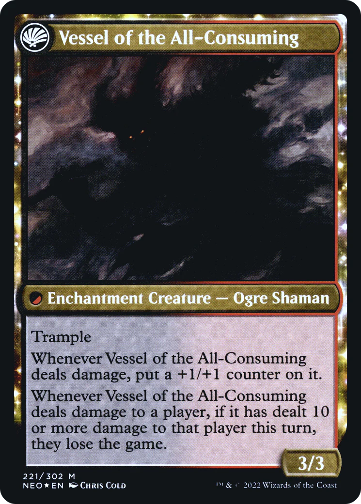 Hidetsugu Consumes All // Vessel of the All-Consuming (PRE-221S) - Kamigawa: Neon Dynasty Promos: (fandfc, enchantment) Foil