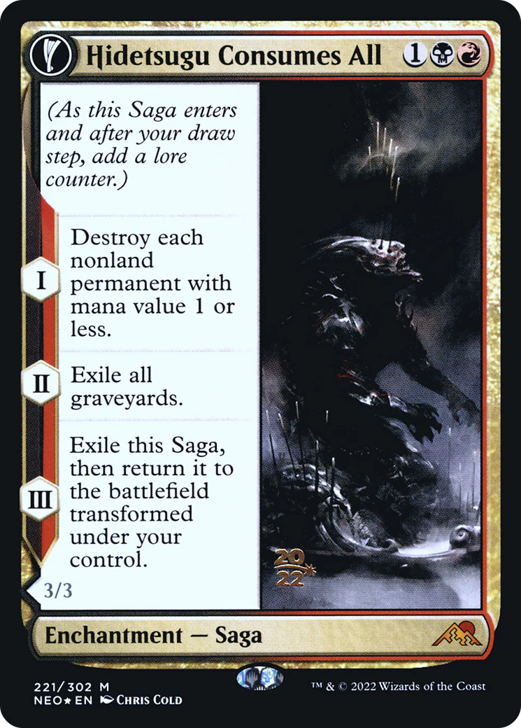 Hidetsugu Consumes All // Vessel of the All-Consuming (PRE-221S) - Kamigawa: Neon Dynasty Promos: (fandfc, enchantment) Foil - Image 5